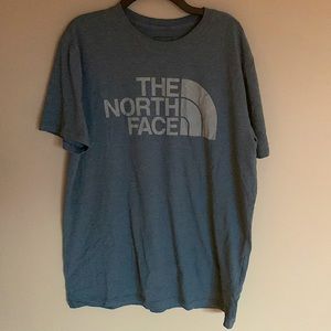 The north face heather blue large tshirt mens